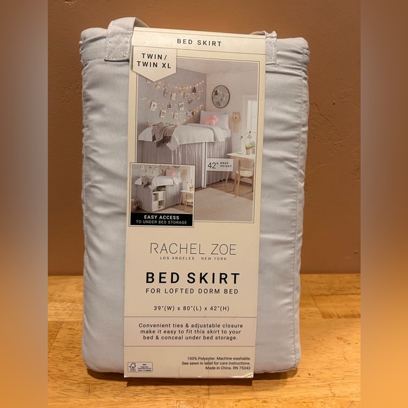 Rachel Zoe Light Gray Bed Skirt for Lofted Dorm Bed Size Twin XL. - Picture 2 of 6